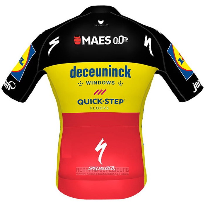 2021 Fahrradbekleidung Deceuninck Quick Step Shwarz Gelb Rot Trikot Kurzarm und Tragerhose